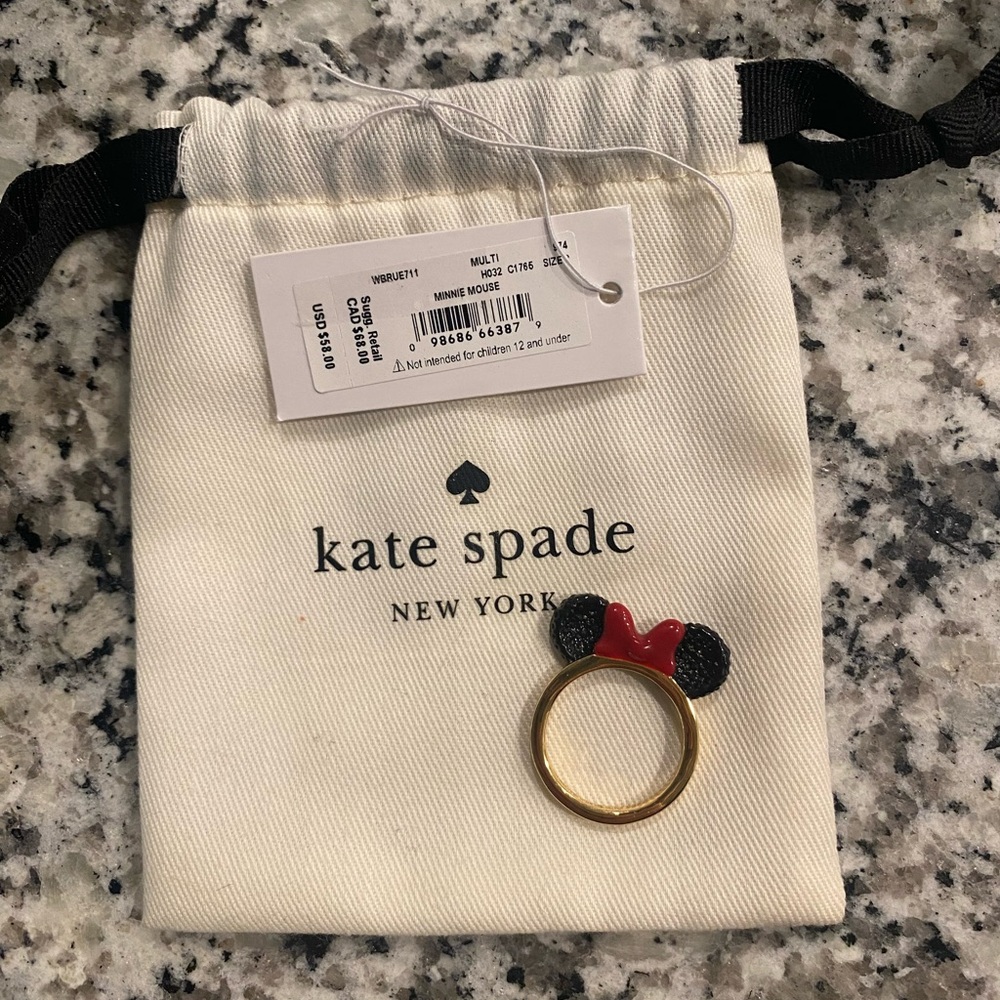 Kate Spade Black and Red Minnie Mouse Ring